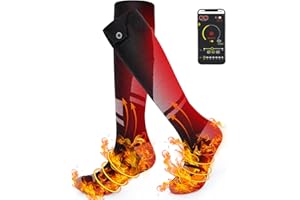Coikes Heated Socks Rechargeable 5V 5000mAh Battery Electric Socks for Men Women APP Control Thermal Foot Warmers 3 Heat Settings Washable Warm Foot Socks for Winter Sport Skiing Outdoors Camping