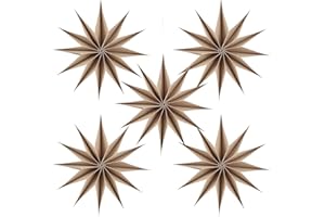 BestoFun 5 Stück Papiersterne Weihnachten 30cm Braun 12 Zacken Papiersterne Faltsterne mit Klettverschluss Aufhängen Natürliche Weihnachten Dekoration für Tischdeko Weihnachten Zimmer Hochzeit