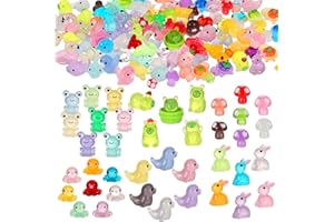 TranRantic 112 Pcs Mini Glow Resin Animals, Glow in the Dark Animals Mixed, Colorful Tiny Resin Ducks, Cute Miniature Toy for Landscape Garden Dollhouse Decoration et Easter（12 Styles）