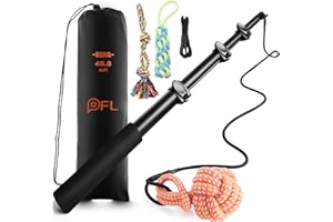 PICK FOR LIFE Reizangel Hunde, Profi Reizangel für Hunde längenverstellbar mit 3 Hundespielzeug Seil, Robuste & Leichte Interaktives Hundespielzeug für Training, inkl. Ersatzseil, Handbuch