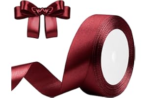 DEKOBANDER Ruban de Satin Bordeaux 25mm x 23m Bordeaux Ruban Cadeau Ruban de Satin pour L'emballage de Cadeaux, Bricolage, Couture, Décorations de Mariage, Décorations de Noël