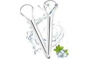 Tongue Scraper for Adults by Luoqun88 (2Pcs Oral Care Pack) Stainless Steel Tongue Cleaners Reduce Bad Breath 100% Metal Tough Scrapers Men and Women Hygiene Product (Spoon Shaped*2)