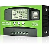 MPPT 100A Solar Charge Controller 12V 24V Solar Controller, MPPT Solar Charge Controller 100A with Temperature Sensor 2 USB P