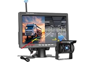 Hikity 12-36V Cámara Trasera Coche Inalambrica, Monitor de 7" y IP68K Camara Coche Marcha Atras Impermeable,1080P HD Visión Nocturna, 170 ° Ajuste Gran Angular, para Camión, Autobús Remolque RV