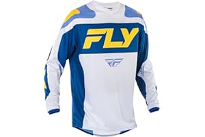 Fly Racing Men's F-16 Jersey (White/Dark Blue/Yellow, Medium)