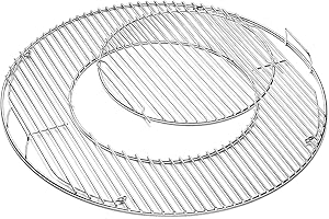 BWISUP Hinged Round Cooking Grate for Weber 57cm/21.5" Round BBQ Grill Rack, Double Side & Circular Opening Grill Replacement for Weber 8835, Bar-B-Kettle, One-Touch and Master-Touch Charcoal Grills