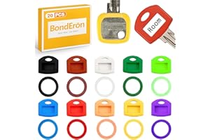 BondEron 20 Stück Schlüsselkappen Set aus Flexiblem Silikon, Schlüsselmarkierung 10 Farben (10 Rund & 10 Eckig), Schlüsselhülle Key Caps für Haustür Büro einfache Identifizierung