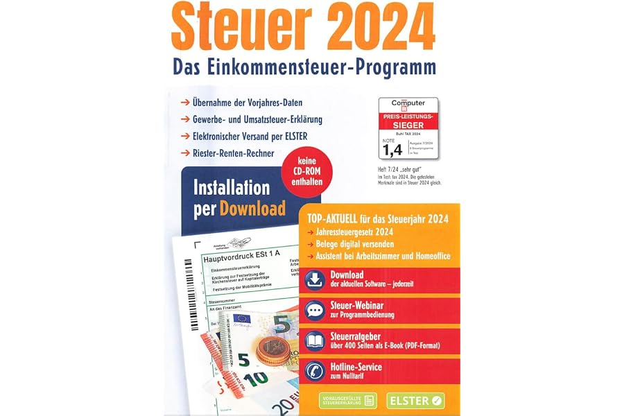ALDI STEUER 2024 am PC. ELSTER Klare Strukturiert Steuerprogramm Download Code Inklusive. Neu und OVP