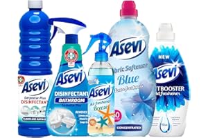 GENERIC Asevi Bundle Spanish Cleaning Products Home Room Air & Clothes Fabric Freshener Softener Laundry Scent Booster Breeze Blue Bathroom Disinfectant Floor Surface Limescale Mould Mildew Cleaner Remover