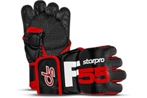 Starpro F55 Fusion Gants MMA -qualité supérieure Cuir Cronos synthétique- Noir Rouge - pour l'entraînement Professionne- MMA Sparring Kickboxing Sac de Frappe Workouts and Fitness - Hommes et Femmes