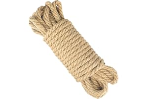 FEBSOW 1mm 2mm 3mm 4mm 6mm 8mm 10mm Cuerda de Yute Natural marrón | Cuerda de Embalaje de Regalo, Cinta para Manualidades, Cuerda Decorativa para Embalaje, Cuerda rascador para Gatos Cuerda sisal (10mmx50m)