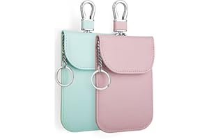 GENERIC RFID Signal Blocker Faraday Pouch for Car Keys, Premium PU Leather, Jammer for Keyless Entry, Relay Attack Prevention (Dark Pink + Light Green)