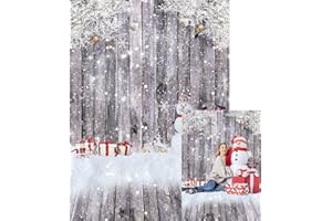XCKALI Winter Schneemann Geschenk Holz Fotokulisse Frohe Weihnachten Familie Urlaub Party Zubehör Portraits Photo Booth Studio Requisite (1,5 x 2,1m)