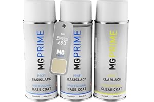 MG PRIME Autolack Sprühdosen Set für Piaggio 693 Perla Grundlack Basislack Klarlack Spraydose 400ml