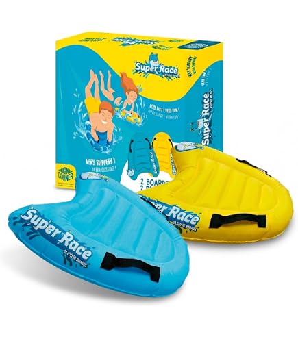 Ansobea Tapis de Glisse Toboggan Aquatique Double Piste, 550 * 145cm Slide Track avec 2 Planche de Surf, Enfants Plein air, Motif de Requin Glissez