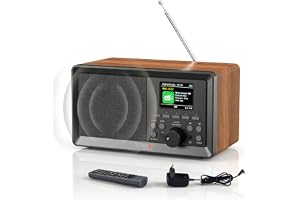 Technaxx DAB+ Radio Retro med Bluetooth & FM – Digitalradio med 5W Högtalare, 2,4” TFT Färgdisplay, USB & AUX-ingång, Väckarklocka, Fjärrkontroll, Trädesign - TX-364