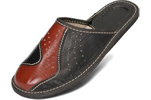 BeComfy Pantoufles pour Hommes Pantoufles en Cuir Naturel 40-46 EU