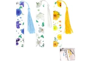 LOTNUT Lot de 3 Marque-Pages en Résine avec Fleurs Séchées - Accessoires de Lecture Originaux et Élégants - Marque Page Livre Unique pour les amateurs de lecture
