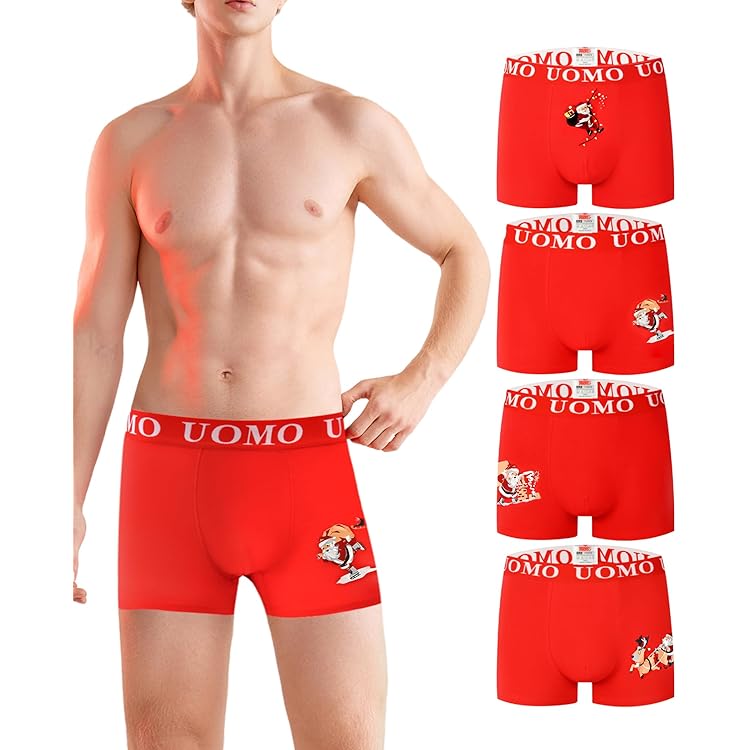 Caleçon Homme Personnalisé Noël - Imprimé Rigolo, En Microfibre Coton, Cadeau Humour Pour Fêtes Et Gag Gift