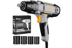 DEKOPRO Corded Impact Wrench 1/2 Inch 450W 220V Impact Gun with 4PC Sockets, for Automotive Repair,Tire Change,Construction & DIY Projects