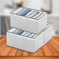 JD FRESH 3 Pcs 7 Slot Non-Woven Fabric Cloth Organizer for Storage/Foldable Wardrobe Organizer/Multipurpose Organisers Storage Box for clothes/Shirts/T-Shirts/Dress/Sweaters/Jeans(White)