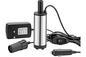Wiltec Mini Pumpe 12-15 l/min 8500 U/min 12 V, 16 mm Auslass, Tauchpumpe für Wasser und Dieselöl, zum Ablassen von Flüssigkeit, Entwässerung, Umpumpen