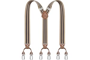 Dresime Uomo bretelle con forte metallo 6 clip Y-Back bretelle regolabili pantaloni bretelle Bretelle elastiche da uomo resistenti