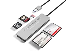 Bawanfa Lecteur de Carte CFast, concentrateur d'adaptateur de Carte mémoire CFast 2.0 5 en 1, lisibilité USB 3.0 5 Cartes simultanément Adaptateur combiné CFast/TF/SD / M2 / XD/CF