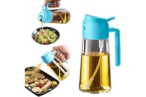 TrendPlain Spruzzino Olio per Friggitrice Aria 470ml, Dosatore Olio 2 in 1, Oliera Spray per Cucina, Insalata e Aceto, Accessori Cucina senza BPA - Azzurro