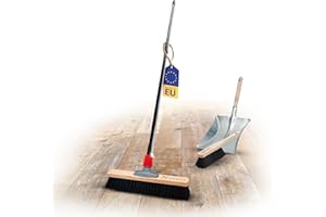 ‎NOVALIV Novaliv Saalbesen Naturhaar Set 40 cm I Besen Kehrblech und Handfeger Teleskopstiel I Rosshaar schwarz I mit Stiel ausziehbar I Weich I fein I Großraumbesen Zimmerbesen
