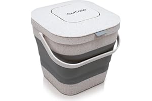 YourCasa Bio kosz na śmieci składany, 4 l, mały, z bezzapachową pokrywą filtra z węglem aktywnym, nadaje się do mycia w zmywarce, idealny na kemping i do kampera, pojemnik na odpady organiczne (kolor