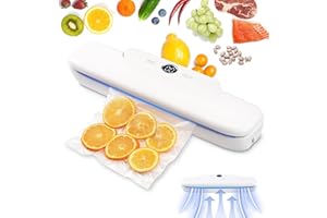 FIOUSY Vacuum Sealer, Bag Sealer Automatic Vacuum Sealer Machine One-Touch Sealing for Dry Food Vacuum Sealing Machine with 10Pcs BPA-Free Seal Bags