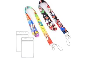 GTOTd Cartoon Kids Lanyard with ID Badge Holder (2 Pack) for Keys String Wallet Birthday Gifts Anime Merch Party Supplies Cute Lanyard Teens Girl Decorate
