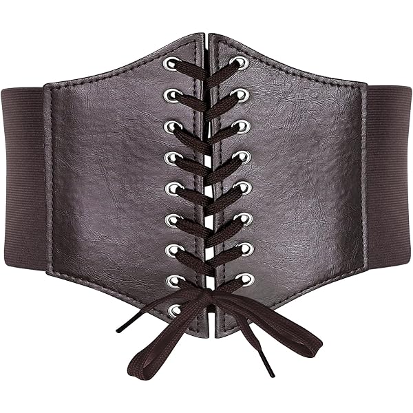 Cinturón De Corsé Elástico Ancho Para Mujer - Cordones Delanteros, Cierre Trasero, Estilo Retro, Ideal Para Halloween, Disfraces, Fiestas, Talla única