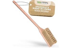 ToolSpace Spazzola in Legno per Sabbia - Scopino 58 cm per Carbone Camino e Brace - con Manico Lungo per Barbecue Polverelegno Cenere Giardinaggio e Pulizia Spazzatura - Scopa Piccola per Auto