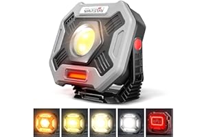 WARSUN Linterna Taller LED Recargable, 2000LM 10000mAh Lámparas de Inspección COB Luz de Trabajo 22 Modos 4 Color con Base Iman & Gancho para Emergencia, Auto, Cámping, Mecanico