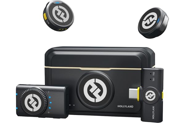 Hollyland Lark M2 Mini Combo Micrófono Inalámbrico (2TX+2RX) para Cámara, iPhone, Android, PC, 300m, 48kHz/24 bit, Hi-Fi Audio, ENC Anti-rumore, Microfono de Solapa per Livestream, Vlog - Negro