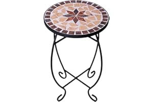 Dszapaci Garten Beistelltisch Mosaiktisch Rund Balkontisch Kleine Gartentische Blumenhocker Balkon Bistrotische Rund Mosaik Gartentisch