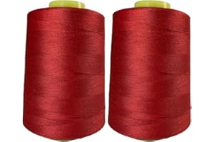 JYC CREATIVE 2 rotoli di filo per cucire, 40/s, accessori per cucire ad alta resistenza, bobina di filo per cucire, varietà di colori, artigianato, abbigliamento, (2 pezzi, rosso 148-4000Y)