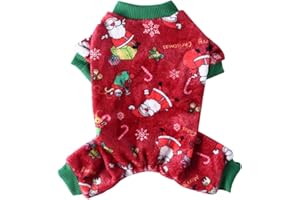 Youning Winter Hundekleidung Hunde Schlafanzug Weihnachten Hund Kostüm Hunde Bekleidung Santa Claus Kostüm Pullover Outfit Mantel Jacke Kleidung für Kleine Hunde Katzen Haustier Kleidung