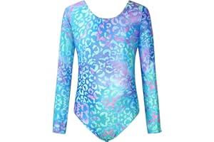 JiAmy Trykoty gimnastyczne dla dziewczynek, z długim rękawem, dla dzieci, strój sportowy, błyszczący, taniec, balet, dla dzieci w wieku 3-12 lat