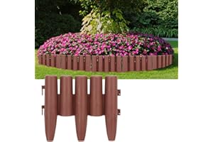 Daromigo Lot de 40 Bordures de pelouse en Plastique Aspect Bois Marron 11,2 m Longueur : 28 x 24 cm