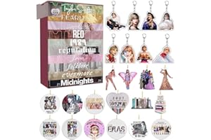 QXIAO Christmas Advent Calendar Taylor Christmas Holiday Birthday Countdown Calendar 24 Pieces Acrylic Keychain Ornaments 2023 Eve Taylors Surprise Box for Xmas Ornament Vacation Gifts