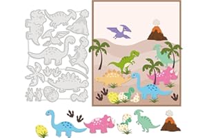 GLOBLELAND Troqueles de Corte de Metal Plantillas En Relieve Troqueles de Dinosaurios y Volcán para Hacer Tarjetas de Papel Decoración Bricolaje Álbum de Recortes Artesanal