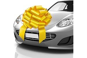 Zoe Deco Big Car Bow (Yellow, 23 Inch / 58 cm), Round Shape Gift Bow, Giant Bow for Car, Birthday Bow, Huge Car Bow, Car Bows, Big White Bow, Bow for Gifts, Christmas Bow for Cars, Gift Wrapping