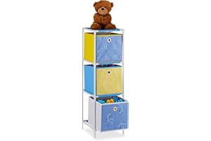 ‎RELAXDAYS Relaxdays Regał dziecięcy, 3 pudełka, dla chłopców i dziewczynek, wzór dinozaura, regał do pokoju dziecięcego, zabawka, wys. x szer. x gł.: 89 x 27,5 x 30 cm, kolorowy