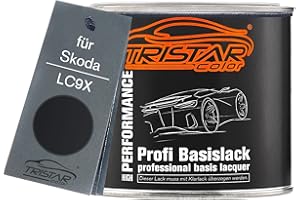 TRISTARcolor Vernice per auto Barattolo pronto all’uso per Skoda LC9X Deep Black Perl Vernice di base 0,5L