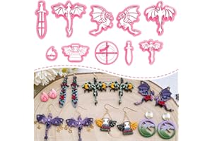 Keoker Drachen-Tonschneider, 10 Stück Polymer-Ton-Ohrring-Schneider, 3D gedruckt, Drachen-Form, für Schmuckherstellung