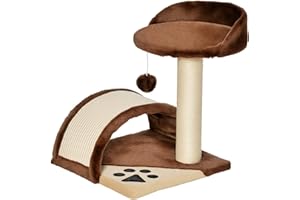 PawHut Cat Tree Scratching Scratcher Post Kitten Activity Centre Climber Hanging Ball Brown