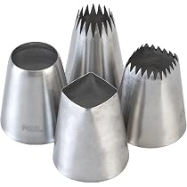 4 Große Spritztüllen Aus Edelstahl – Set #F02, #F06, #R22L, #2,7 M, Für Kuchen-Dekoration